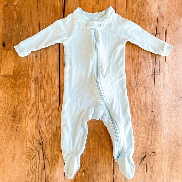 Pact Organic Cotton Light Blue Zippered Footie Size 0-3M - Picture 1 of 3
